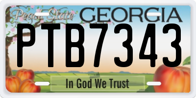 GA license plate PTB7343