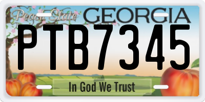 GA license plate PTB7345
