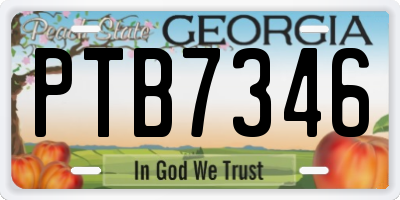 GA license plate PTB7346