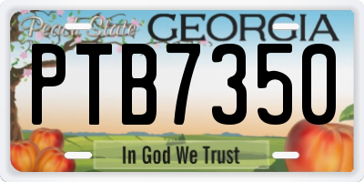 GA license plate PTB7350
