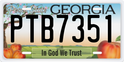 GA license plate PTB7351
