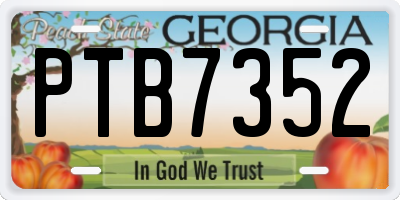GA license plate PTB7352