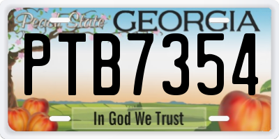 GA license plate PTB7354