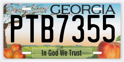GA license plate PTB7355