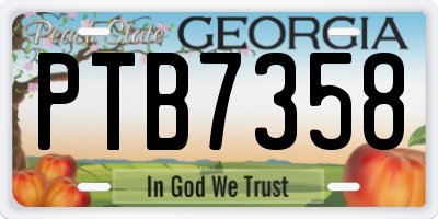 GA license plate PTB7358
