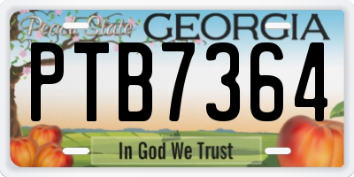 GA license plate PTB7364