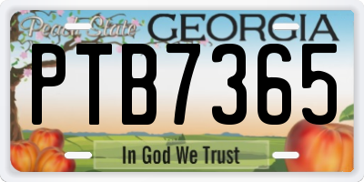 GA license plate PTB7365