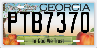 GA license plate PTB7370