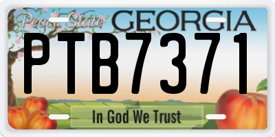 GA license plate PTB7371