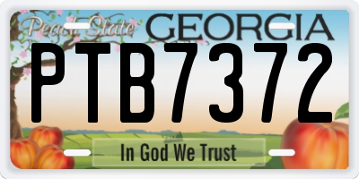 GA license plate PTB7372