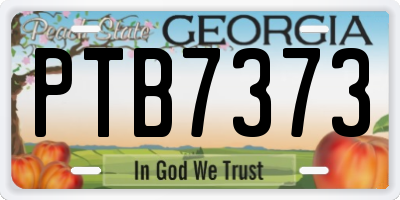 GA license plate PTB7373