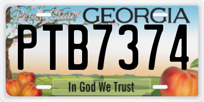 GA license plate PTB7374