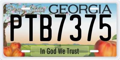GA license plate PTB7375