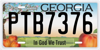 GA license plate PTB7376