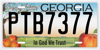 GA license plate PTB7377
