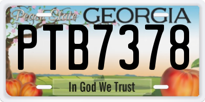 GA license plate PTB7378