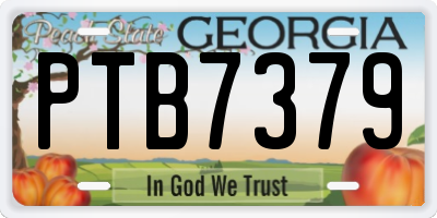 GA license plate PTB7379