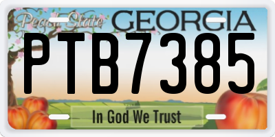 GA license plate PTB7385