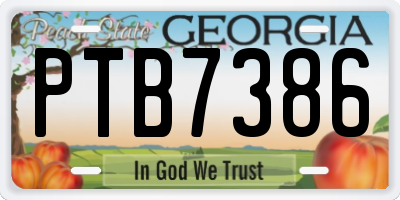 GA license plate PTB7386