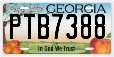 GA license plate PTB7388