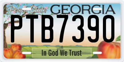 GA license plate PTB7390