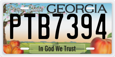 GA license plate PTB7394
