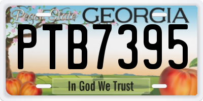 GA license plate PTB7395