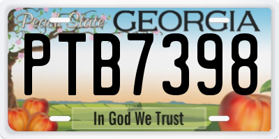 GA license plate PTB7398