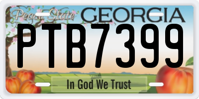 GA license plate PTB7399