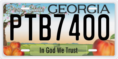 GA license plate PTB7400