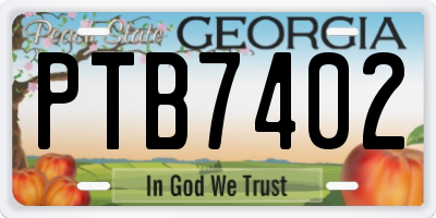 GA license plate PTB7402