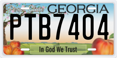 GA license plate PTB7404