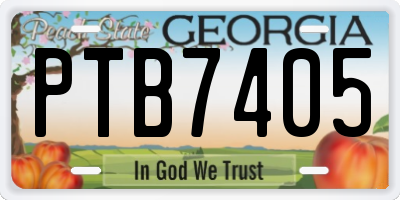 GA license plate PTB7405