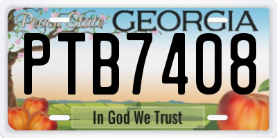 GA license plate PTB7408