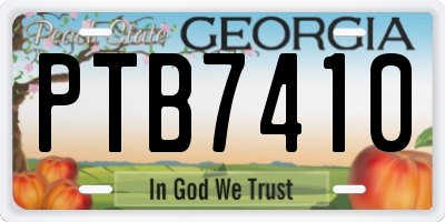 GA license plate PTB7410