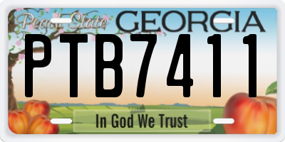 GA license plate PTB7411