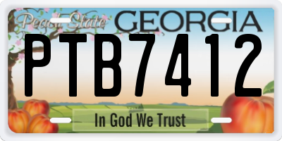 GA license plate PTB7412