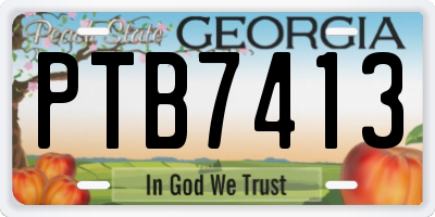 GA license plate PTB7413