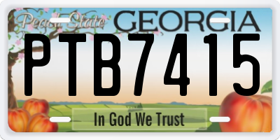 GA license plate PTB7415