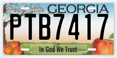 GA license plate PTB7417