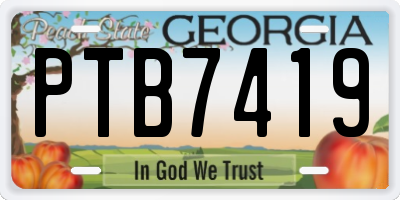 GA license plate PTB7419