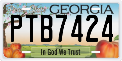 GA license plate PTB7424