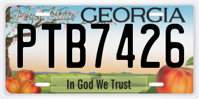 GA license plate PTB7426