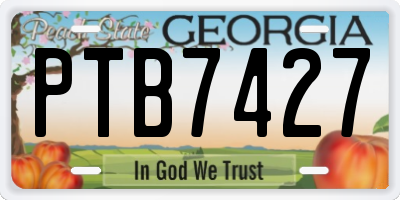 GA license plate PTB7427