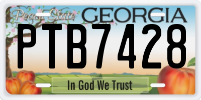 GA license plate PTB7428