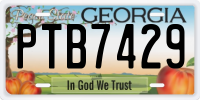 GA license plate PTB7429