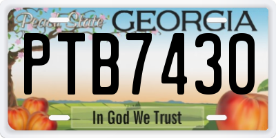 GA license plate PTB7430