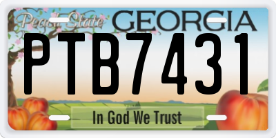 GA license plate PTB7431
