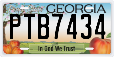 GA license plate PTB7434