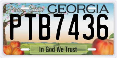 GA license plate PTB7436